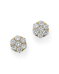 Bloomingdale's Fine Collection Round Cut Diamond Cluster Stud Earrings