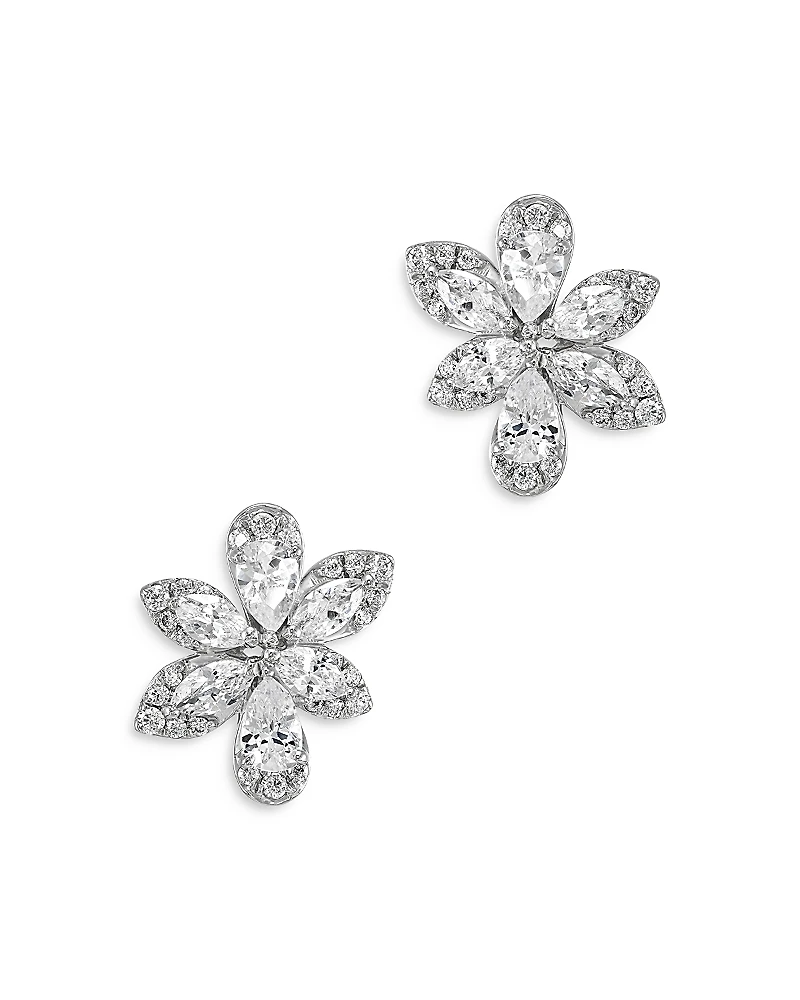 Bloomingdale's Fine Collection Marquis, Pear & Round Cut Diamond Flower Stud Earrings