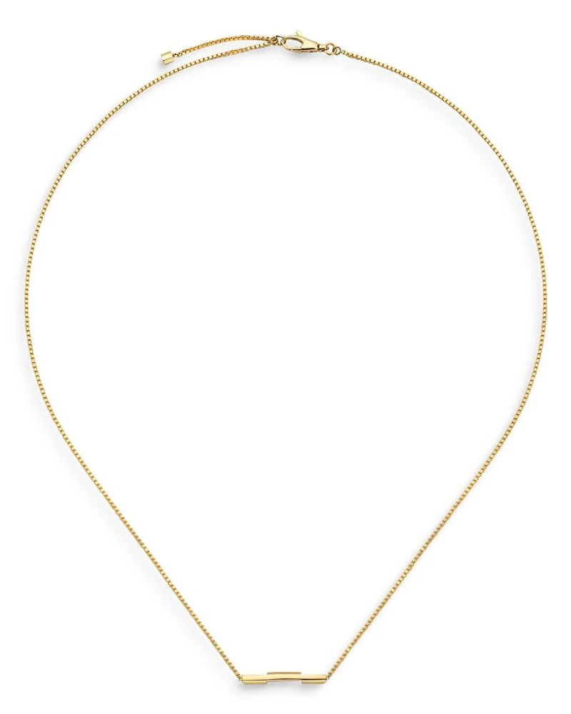 18K Yellow Gold Link To Love Bar Necklace, 17.7"