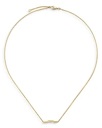 18K Yellow Gold Link To Love Bar Necklace, 17.7"