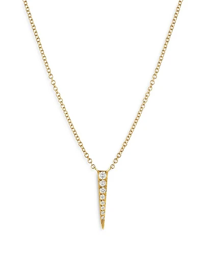 14K Yellow Gold Diamond Dagger Pendant Necklace, 18"