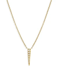 14K Yellow Gold Diamond Dagger Pendant Necklace, 18"