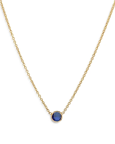 Zoe Lev 14K Yellow Gold Blue Sapphire Birthstone Solitaire Pendant Necklace, 16-18