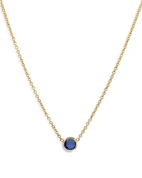Zoe Lev 14K Yellow Gold Blue Sapphire Birthstone Solitaire Pendant Necklace, 16-18