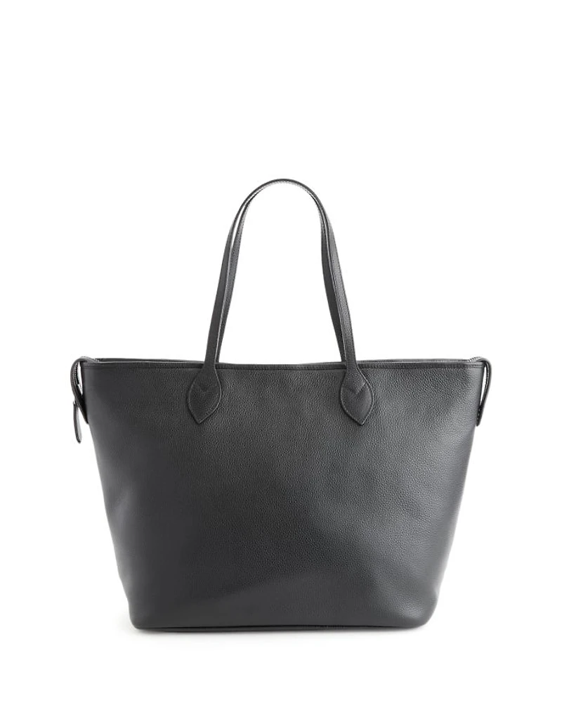 Pebble Grain Leather Wide Tote