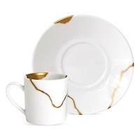 Bernardaud Kintsugi Set of 4 Coffee Cups & Saucers
