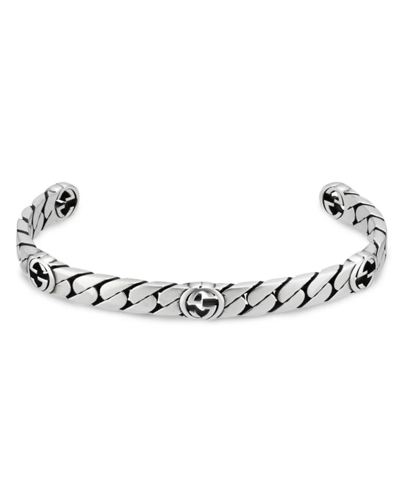 Sterling Silver Interlocking G Cuff Bangle Bracelet