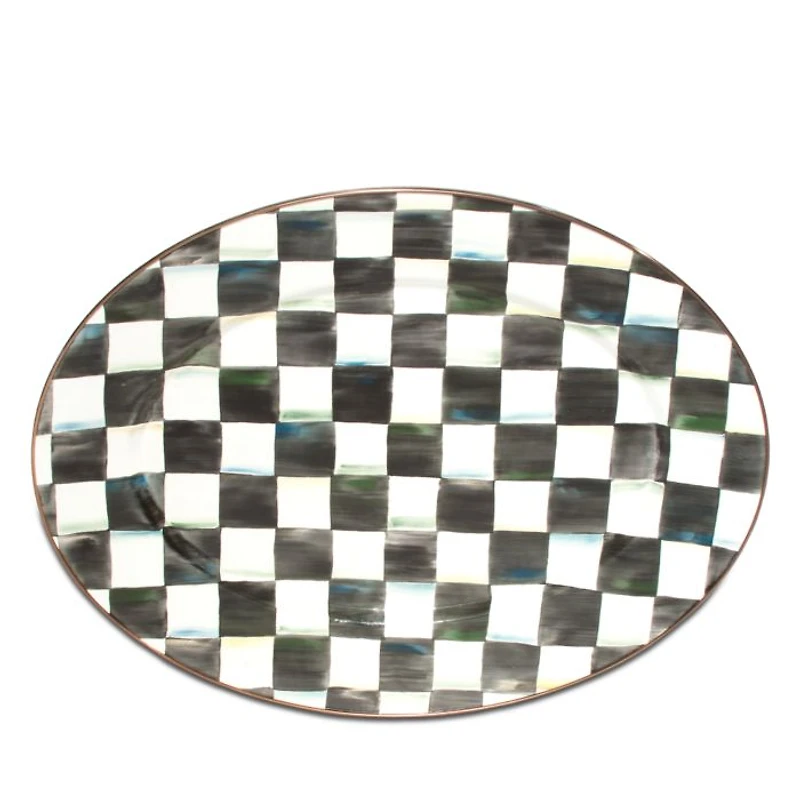 Courtly Check Enamel Oval Platter, Medium
