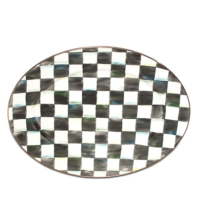 Courtly Check Enamel Oval Platter, Medium
