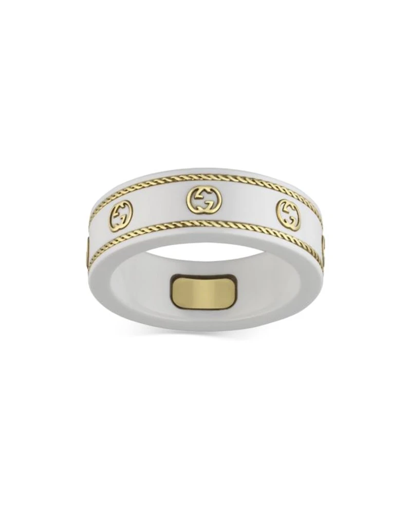18K Yellow Gold & Zirconia Icon Logo Band