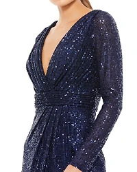 Sequined Long Sleeve Gown