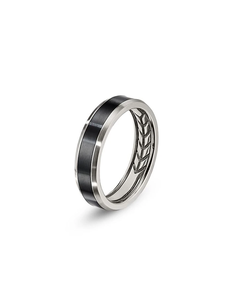 Men's Black & Gray Titanium 6mm Beveled Band
