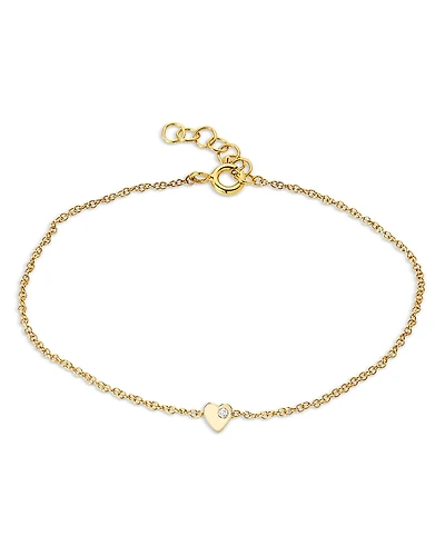 Zoe Lev 14K Yellow Gold Diamond Tiny Heart Chain Link Bracelet
