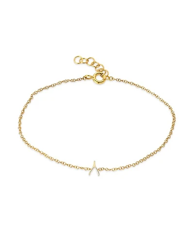 14K Yellow Gold Tiny Wishbone Chain Link Bracelet