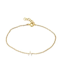 14K Yellow Gold Tiny Wishbone Chain Link Bracelet