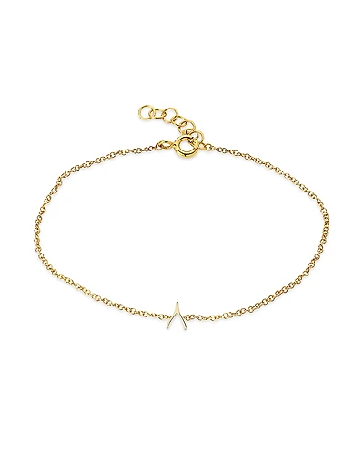 Zoe Lev 14K Yellow Gold Tiny Wishbone Chain Link Bracelet