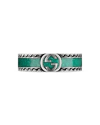 Sterling Silver & Enamel Interlocking G Ring