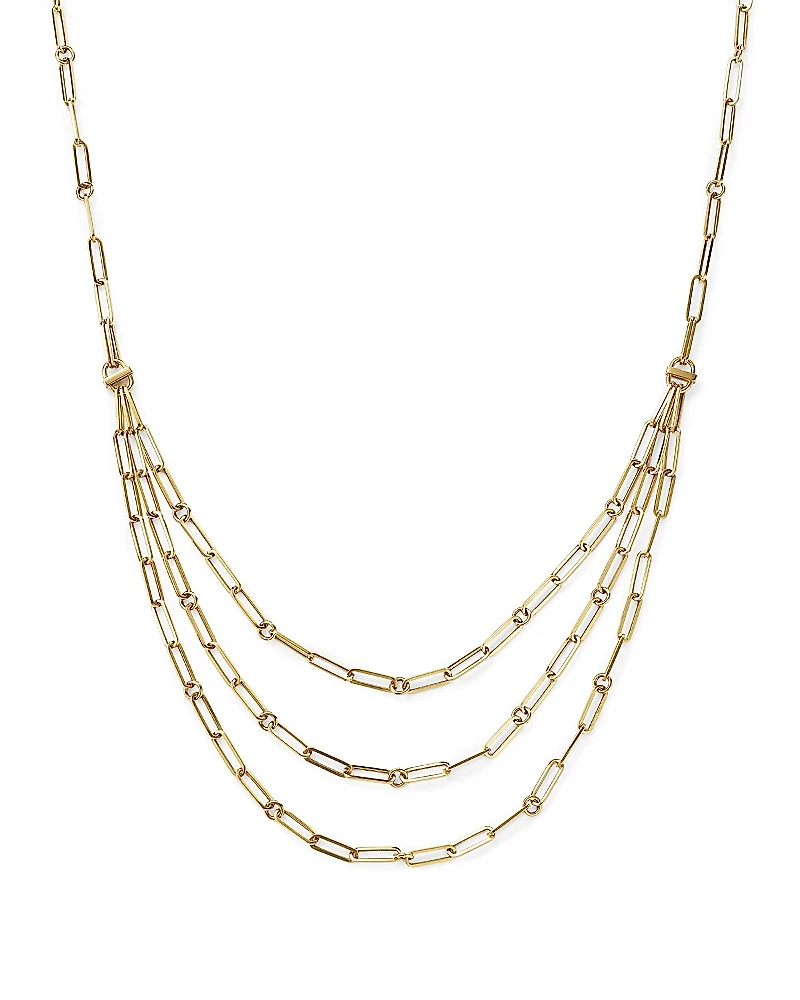 Roberto Coin 18K Yellow Gold Designer Gold Diamond Layered Paperclip Link Necklace, 15