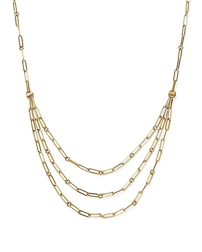 Roberto Coin 18K Yellow Gold Designer Gold Diamond Layered Paperclip Link Necklace, 15