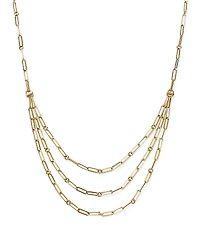 Roberto Coin 18K Yellow Gold Designer Gold Diamond Layered Paperclip Link Necklace, 15