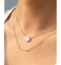 14K Yellow Gold Diamond Moonstone Pendant Necklace, 18"