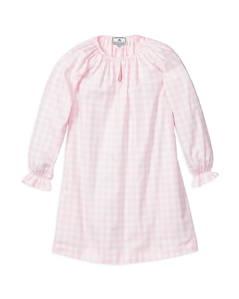 Petite Plume Girls' Pink Gingham Delphine Nightgown - Baby, Little Kid, Big Kid