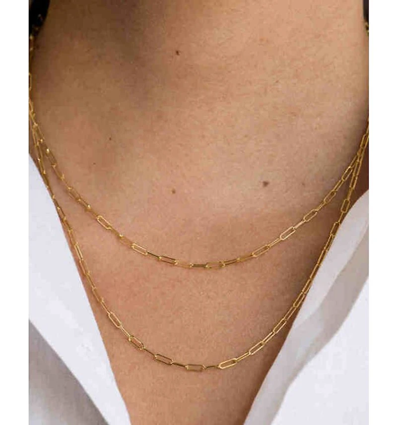 14K Yellow Gold Open Link Chain Necklace, 16"