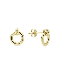 Meridian 18K Yellow Gold Caviar Polished Circle Drop Earrings