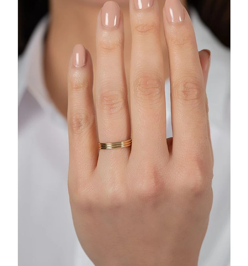 14K Yellow Gold Three-Row Band