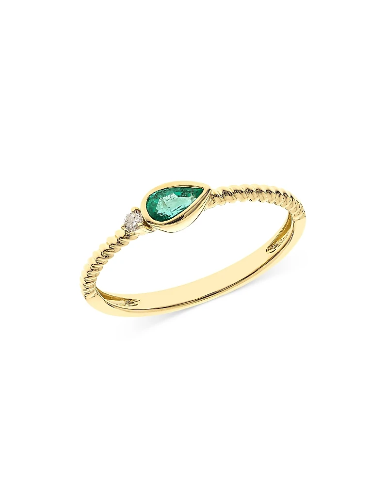 Bloomingdale's Fine Collection Emerald & Diamond Bezel Stacking Ring