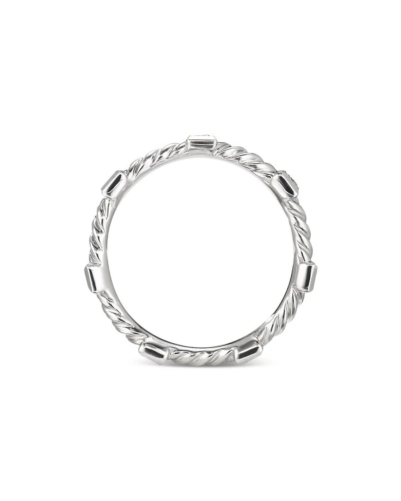 18K White Gold Cable Collectibles Diamond Stack Rings