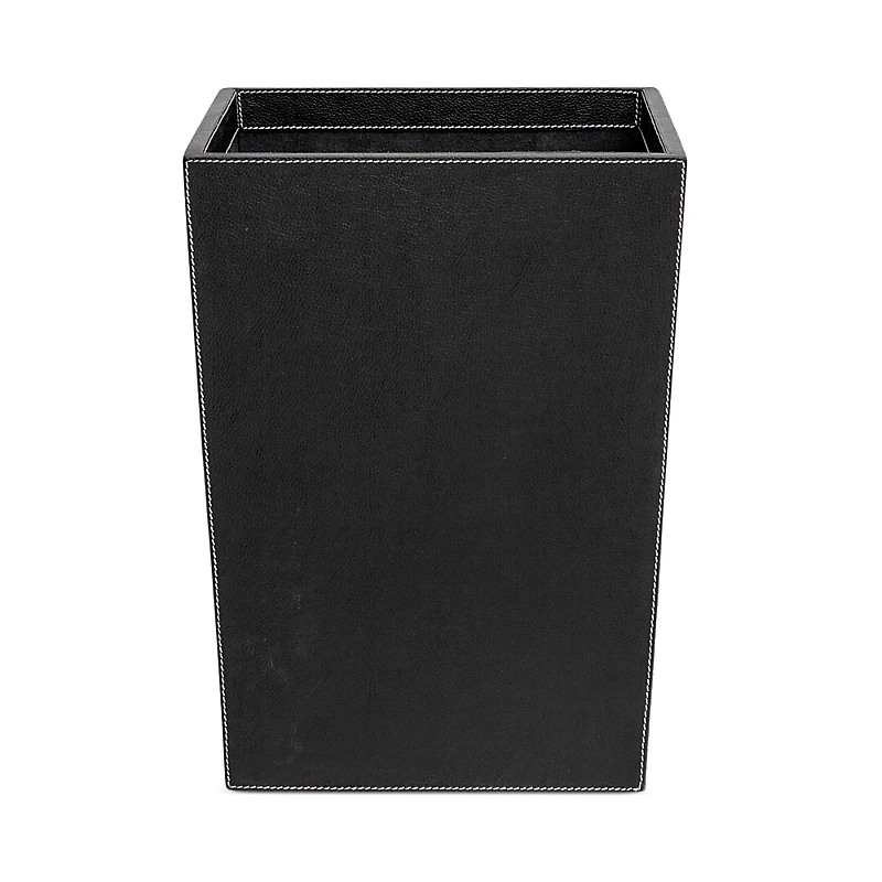 Pigeon & Poodle Larne Black Rectangular Full Grain Leather Wastebasket