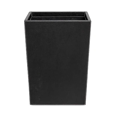Pigeon & Poodle Larne Black Rectangular Full Grain Leather Wastebasket