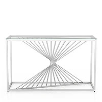 Furniture of America Selig 47 Glass Top Geometric Twist Base Sofa Table