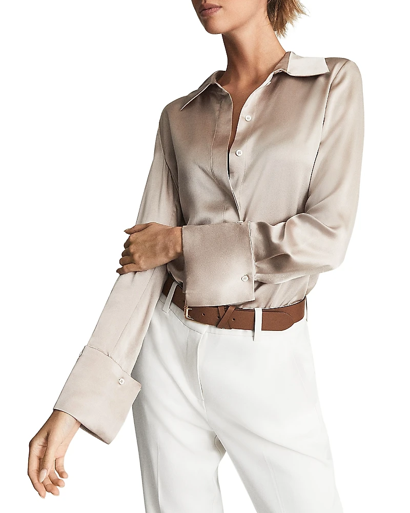 Reiss Hailey Button Front Silk Shirt