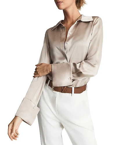 Reiss Hailey Button Front Silk Shirt