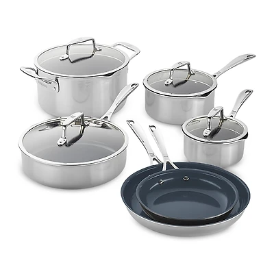 Clad Cfx 10-Piece Stainless Steel Ceramic Nonstick Cookware Set