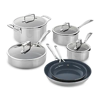 Clad Cfx 10-Piece Stainless Steel Ceramic Nonstick Cookware Set