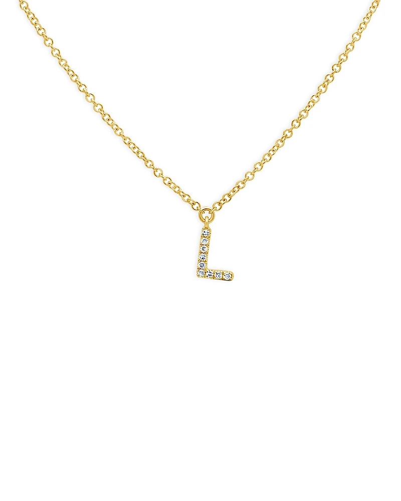 Moon & Meadow 14K Yellow Gold Diamond Initial Pendant Necklace, 18