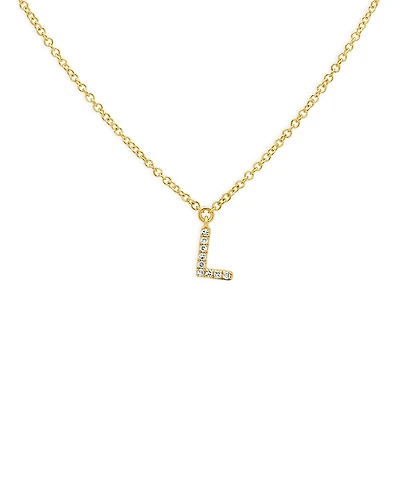 Moon & Meadow 14K Yellow Gold Diamond Initial Pendant Necklace, 18