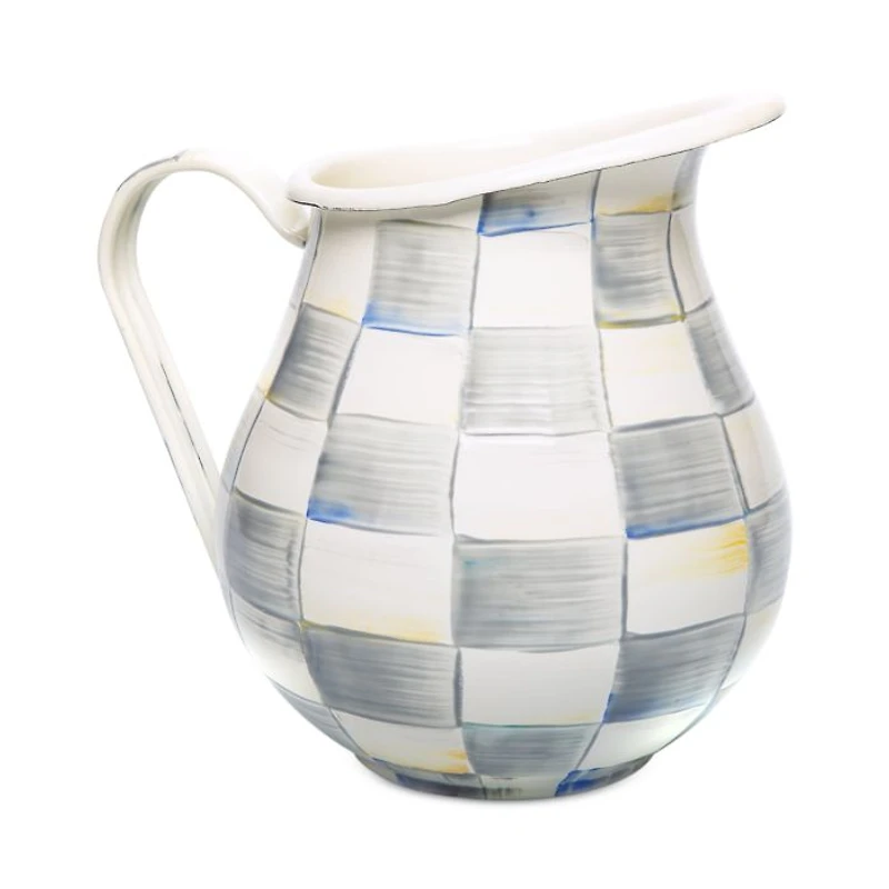 Sterling Check Enamel Pitcher