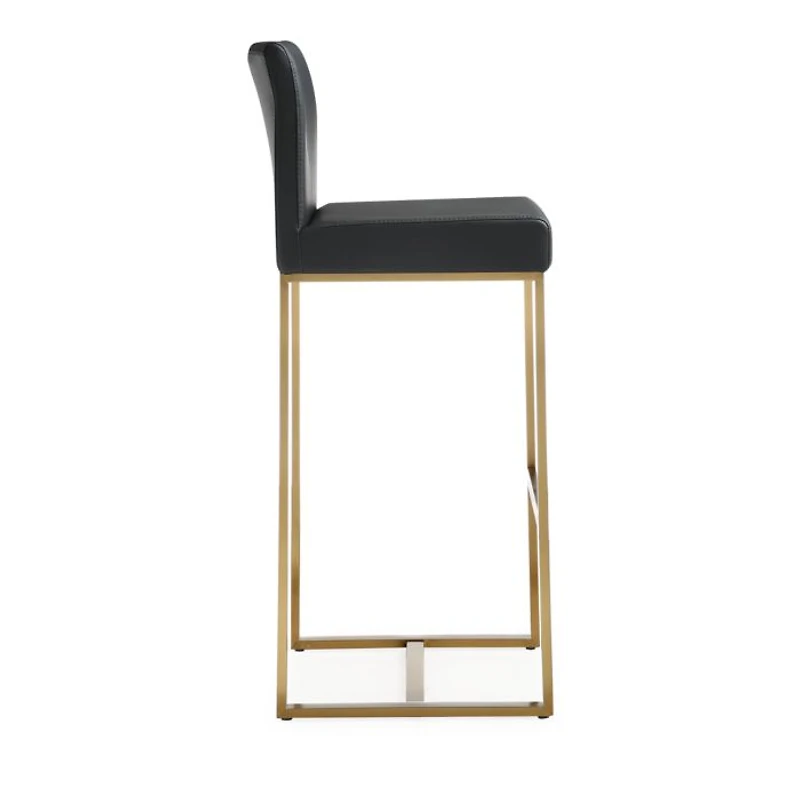 Denmark Performance Faux Leather and Gold Steel Barstool, Set of 2