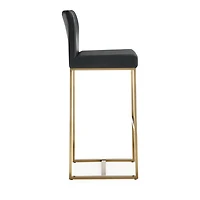 Denmark Performance Faux Leather and Gold Steel Barstool, Set of 2