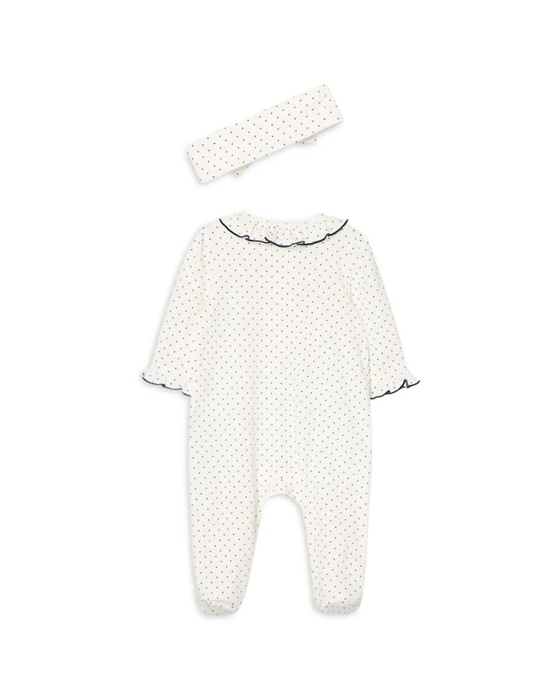 Girls' Dotted Rosebud Footie & Headband Set - Baby