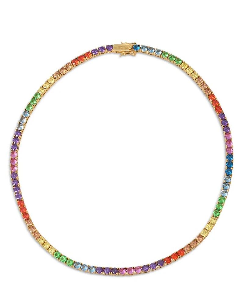 Rainbow Crystal Tennis Necklace, 16"
