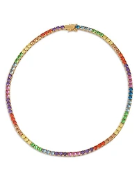 Rainbow Crystal Tennis Necklace, 16"