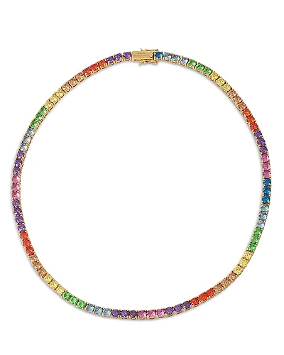 Kurt Geiger London Rainbow Crystal Tennis Necklace, 16