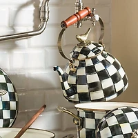 Courtly Check Enamel 3 Qt. Tea Kettle with Bird