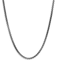 Men's Classic Chain Silver 2.7mm Box Chain Necklace with Satin Matte Black Rhodium, 24"