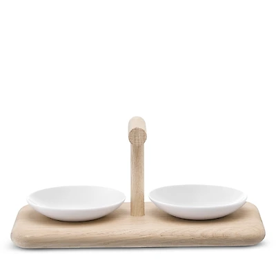 Lsa Dine Porcelain Condiment Set with Oak Base
